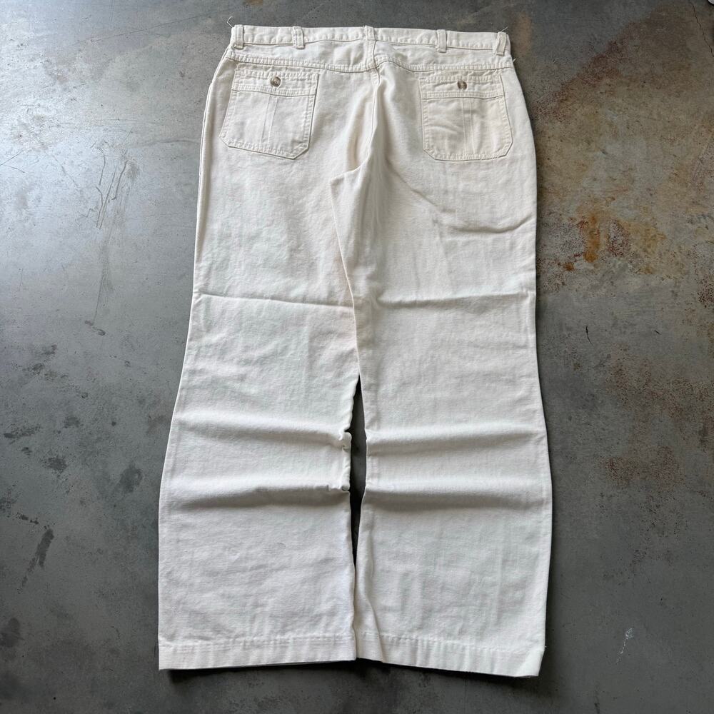 Vintage 70’s Unbranded Classic Retro Cream Bootcut Micro Flare Jeans Size 36x29